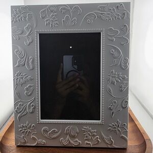 White Floral Embossed Photo picture frame ‎ 5x7 Tabletop Decor